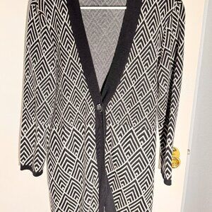 Black Rivet Geometric Knit Open Cardigan - Size M